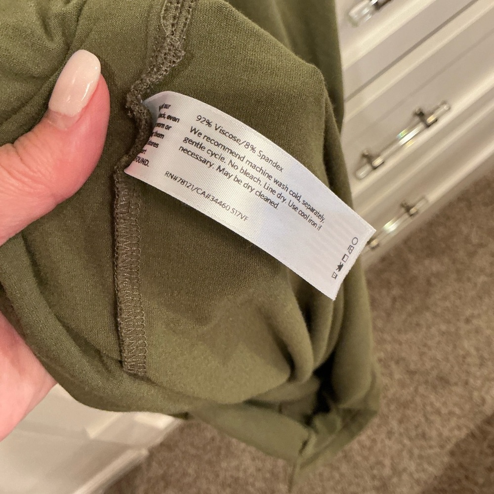 Eileen Fisher Forest Green V-Neck tshirt dress - Picture 7 of 7